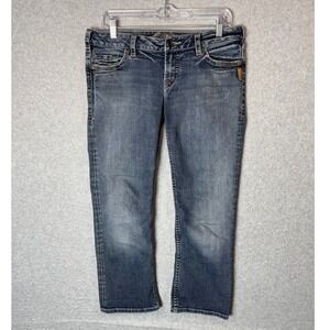 Silver Jeans Women's 28 Low Rise Boot Cut Dark Wash Denim‎